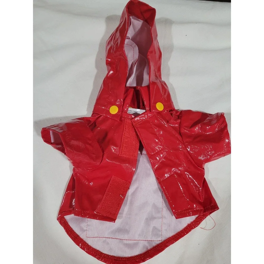 GRREAT CHOICE DOG RED RAINCOAT HOODED POCKET ON TOP w/DUCK